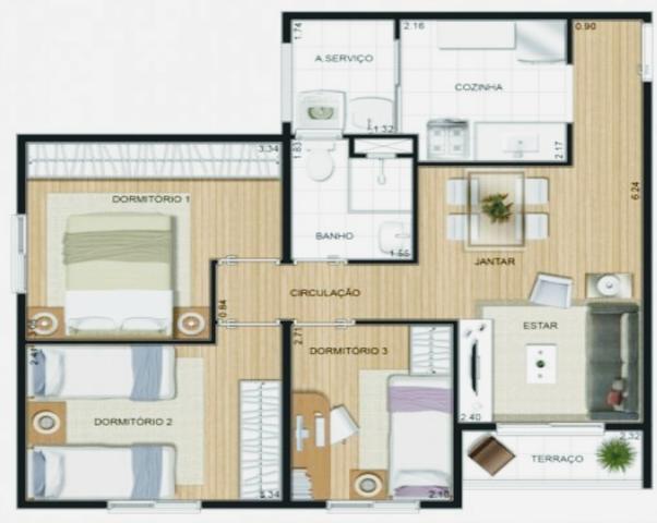 Vendo apartamento de 3 quartos por 135mil - Foto 2