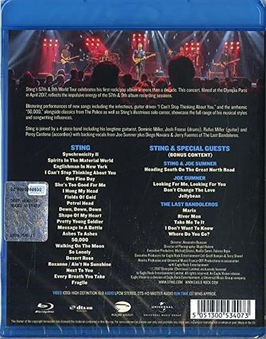 Blu ray Sting - Live At The Olympia Paris (Autorado)