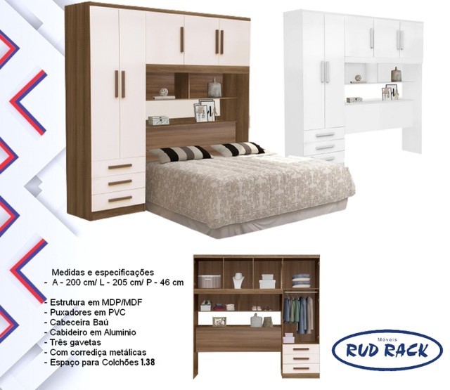 Quarto roupeiro modulado casal ou solteiro  - Foto 4