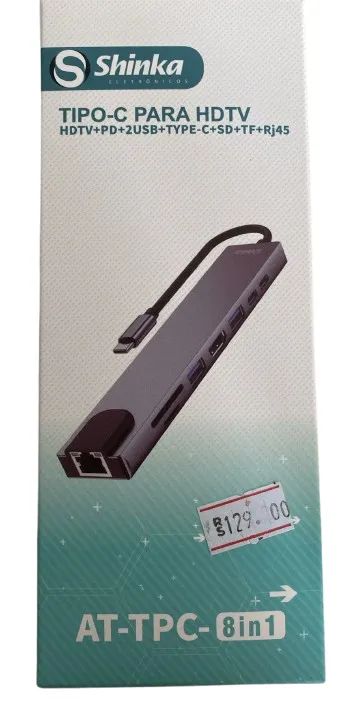Hub Tipo-C 8 em 1 HDMI 4K, LAN e Múltiplas Portas At-Tpc Shinka  Loja Coimbra Computadores - Foto 2