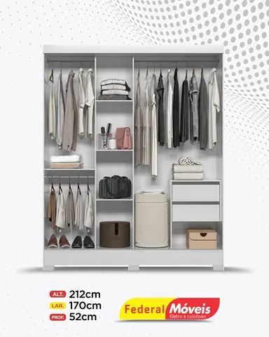 Guarda Roupa Casal 2 Portas 2 Gavetas com Espelho Super Lindo Fazemos Entrega - Foto 2