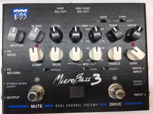 Pedal Ebs Microbass III Preamp Baixo Directbox A/b Box