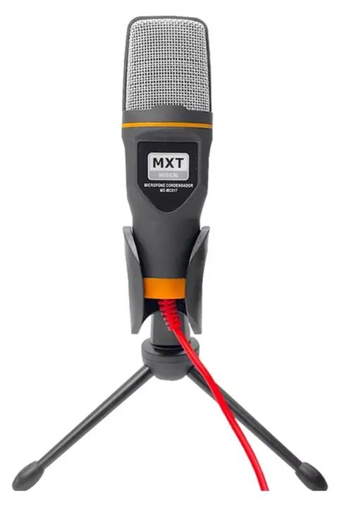 Microfone Condensador Com Tripé De Mesa Para Computador Cor Preto SEMI NOVO - Foto 2