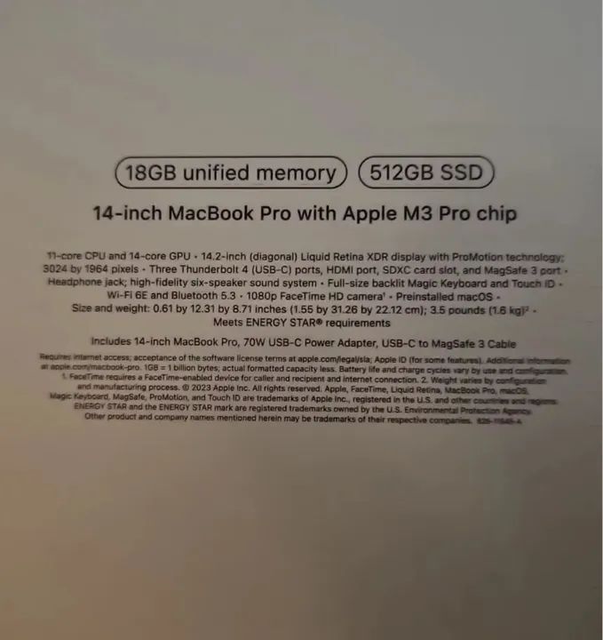 Promoção MacBook Pro M3 Pro 14.2 2023 18GB/ 512SSD - Foto 2