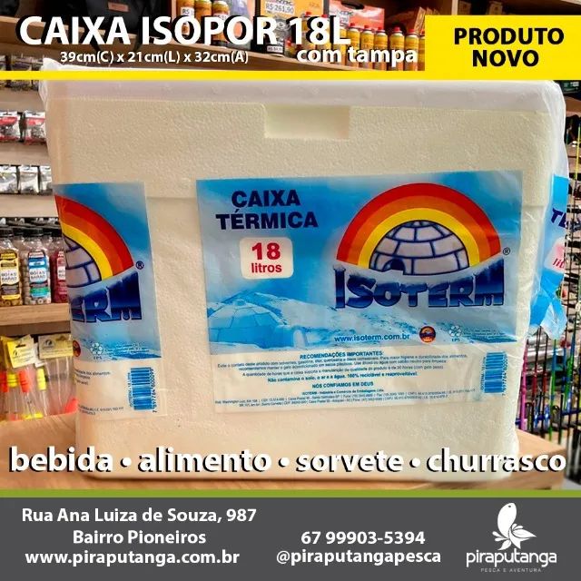 Caixa de Isopor 18L (Nova) Bebida Alimento Sorvete Churrasco