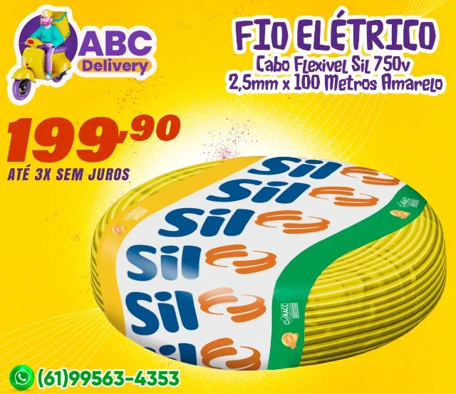 Fio Elétrico Cabo Flexivel Sil 750v 2,5mm x 100 Metros Amarelo