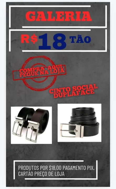 Cinto Social Dupla Face - R$18,00