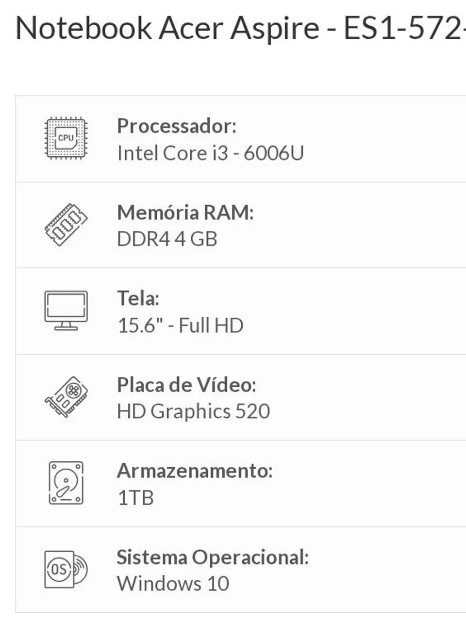 Notebook acer aspire ES1-572 séries - Foto 4