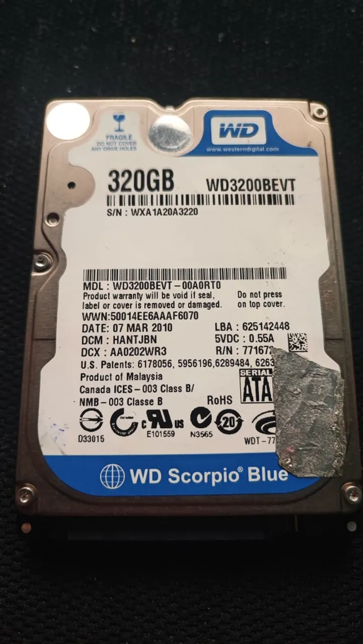 HD 320GB WESTERN DIGITAL EM BOM ESTADO