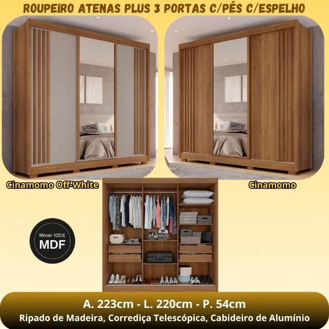 Guarda Roupa porta de correr com espelho