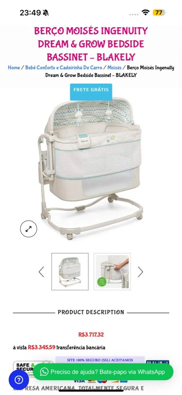 Berço Moisés Ingenuity portátil  - Foto 6