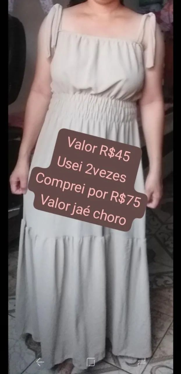 Vestido Longo lastex Bege - Foto 2
