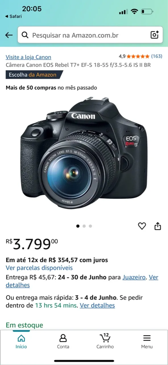Câmera Canon EOS Rebel T7+ EF-S 18-55