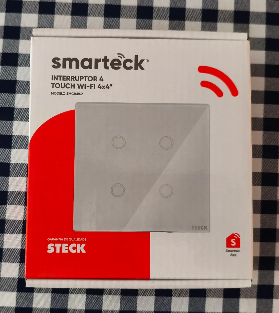 Interruptor Inteligente Smart 4 Touch Wi-Fi 4x4" - Stek branco ou preto
