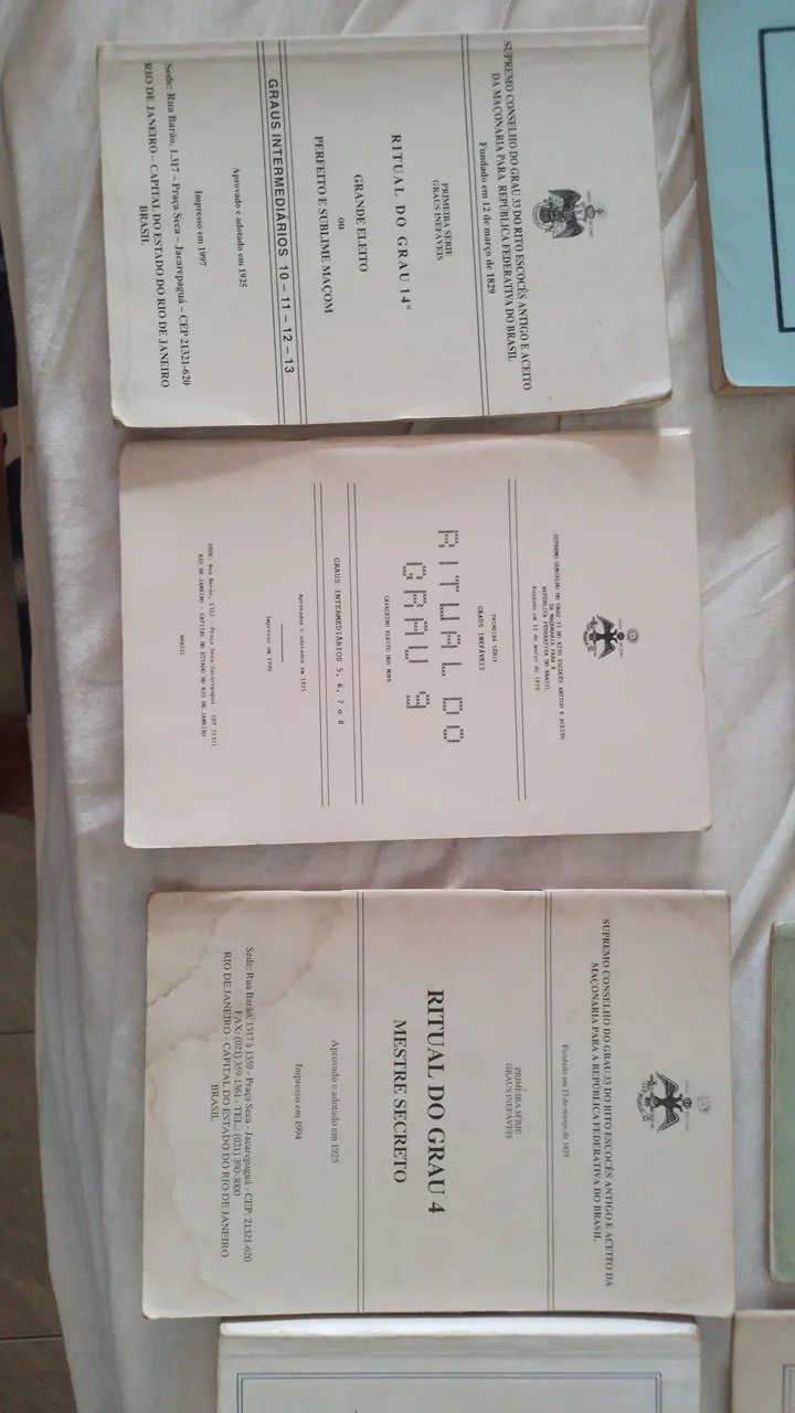 Lote de livros de Rituais Maçônicos