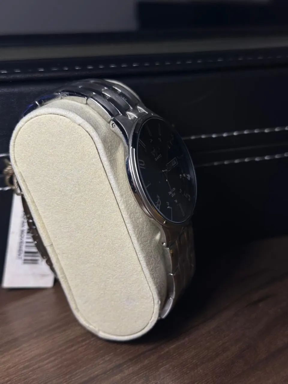 RELOGIO VIP SAPHILITE QUARTZ MH 6325 PRATA MOSTRADOR NORMAL FUNDO PRETO - Foto 3