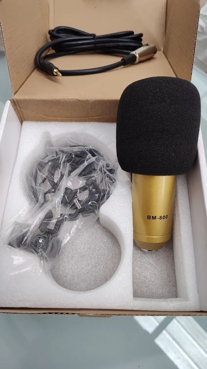 Microfone BM800 Condensador Dourado - Foto 3