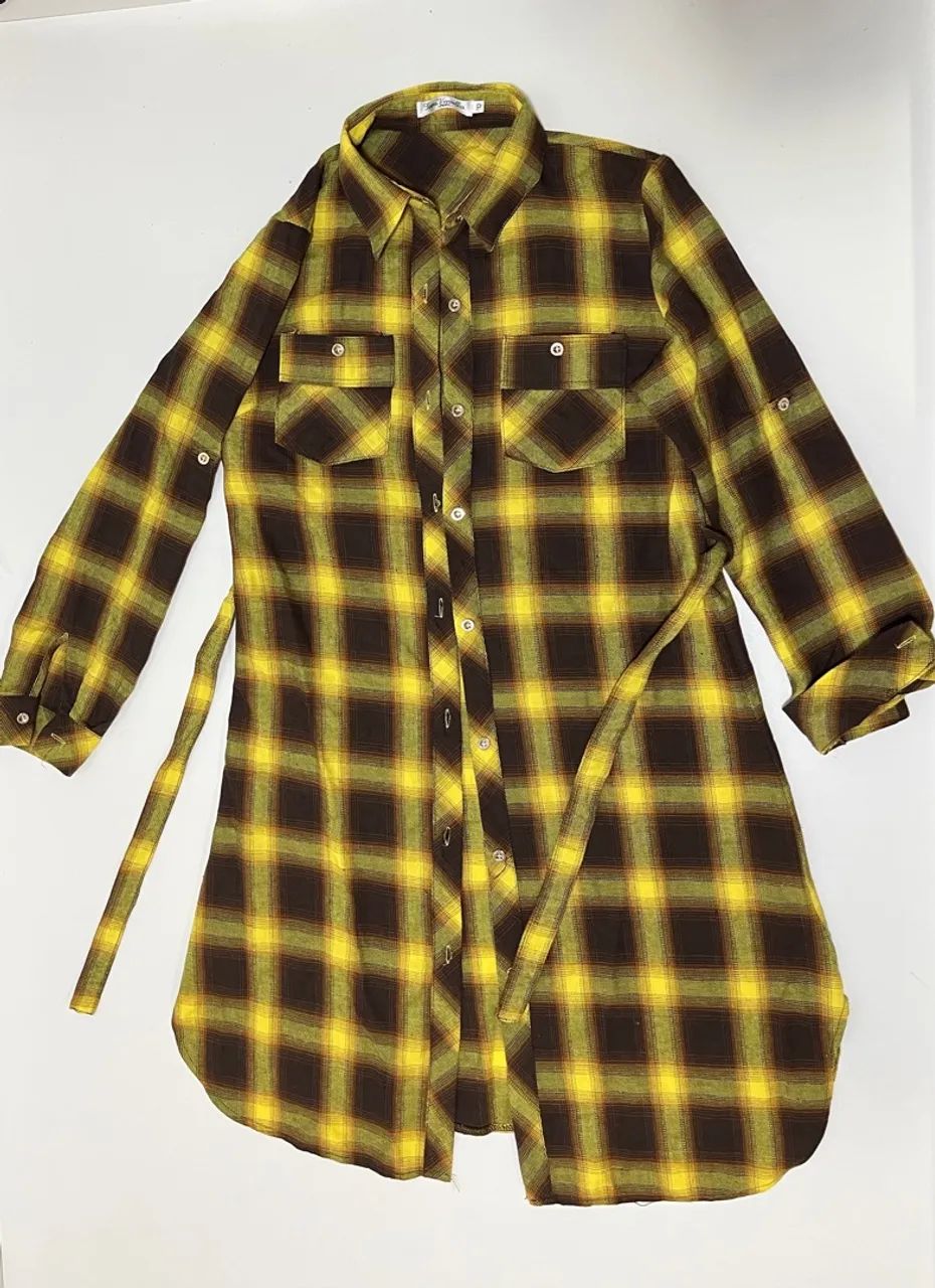 Chemise Xadrez Amarela e Marrom - Foto 2