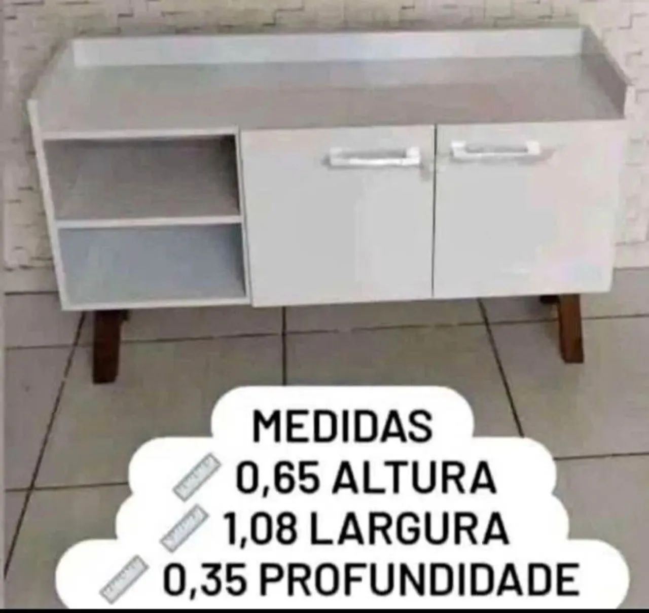 Rack moderno branco com detalhes em madeira - Foto 3