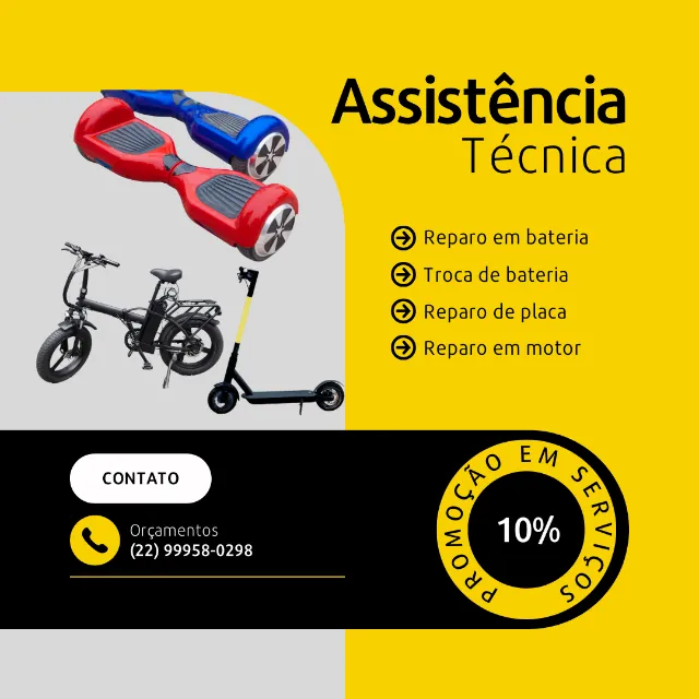 Manutenção Patinete elétrico, Bicicleta elétrica e Hoverboard