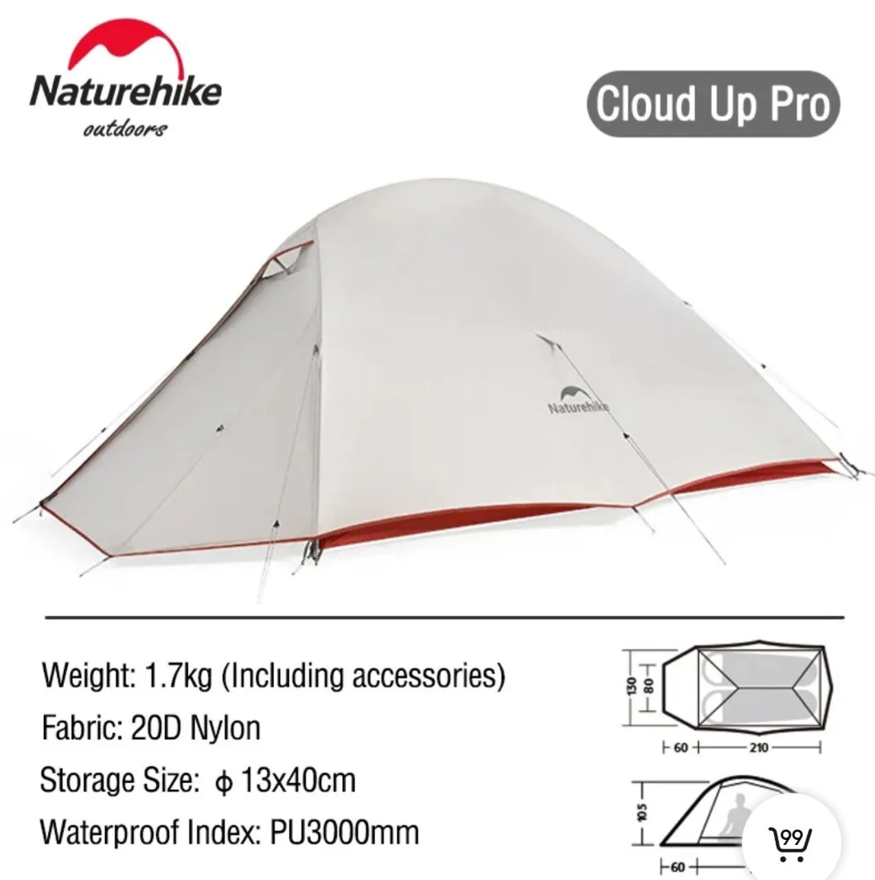 Barraca Naturehike Cloud up2 PRO (Nylon 20D) Nova com garantia