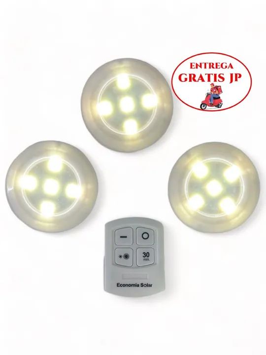 Kit 3 Lâmpadas Led Com Controle Sem Fio