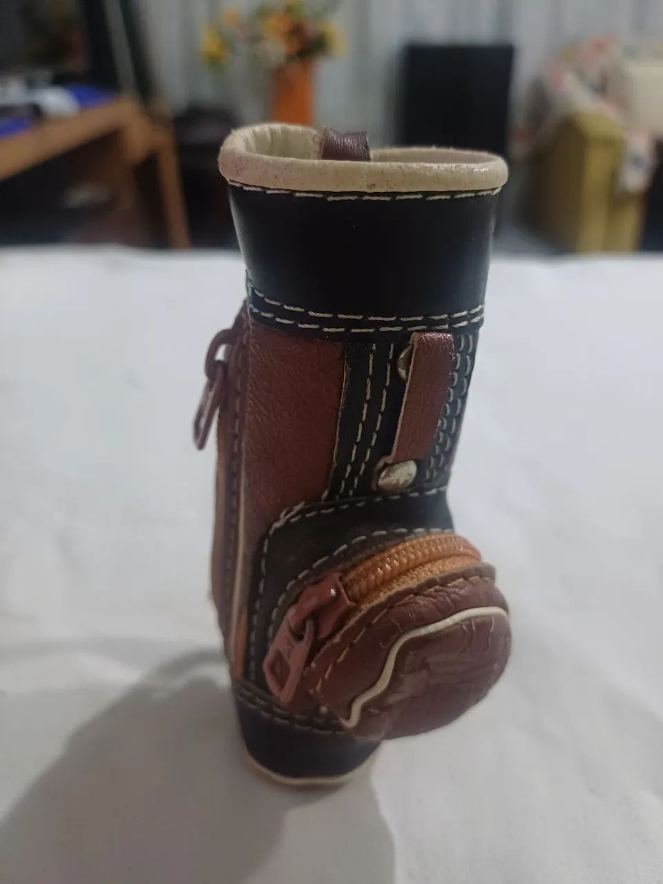 Chaveiro Miniatura de bolsa de golfe em couro - Foto 2