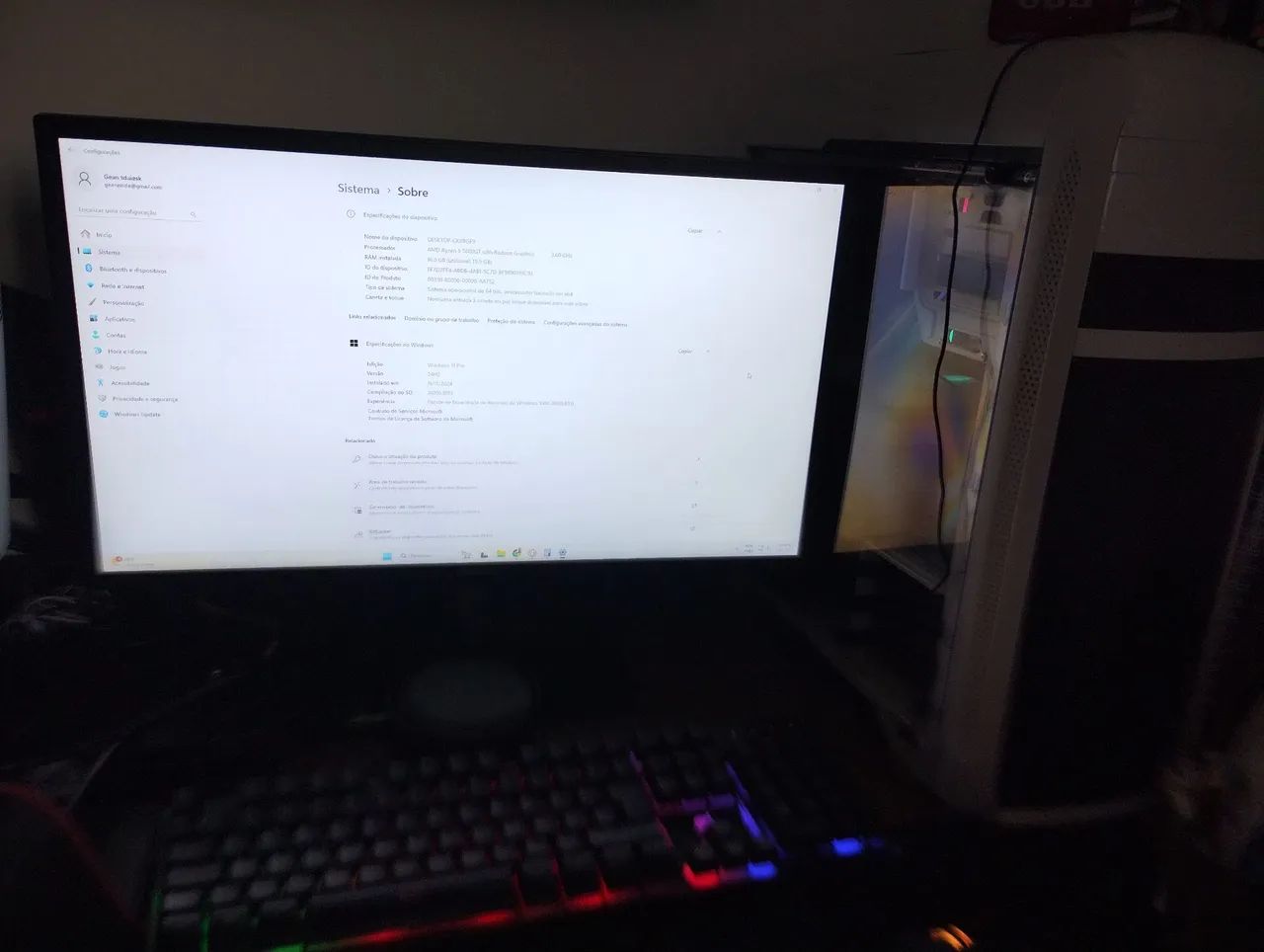 Computador rtx 3060 pro + monitor ASUS 165hz G-Sync