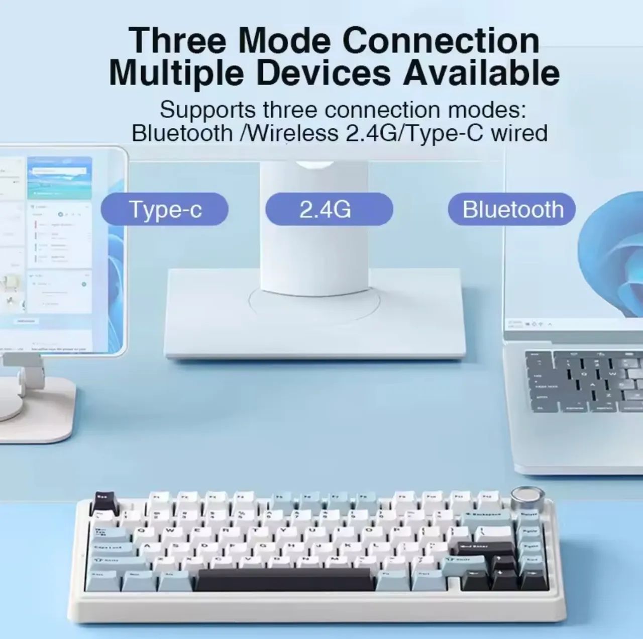 Teclado Mecânico Aula F75 Versão Blue Switch NOVO LACRADO - Foto 5