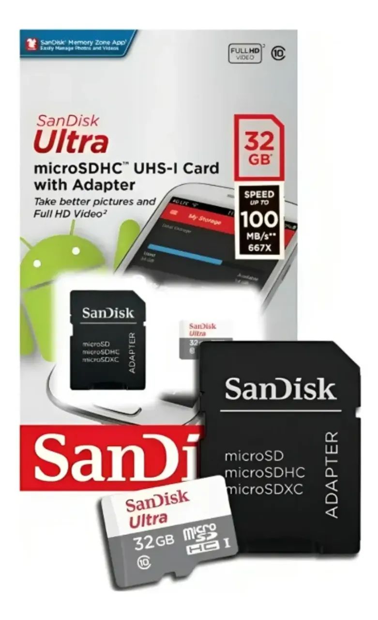 Cartão Memória Sandisk Ultra 32gb 100mb/s Classe 10 Microsd