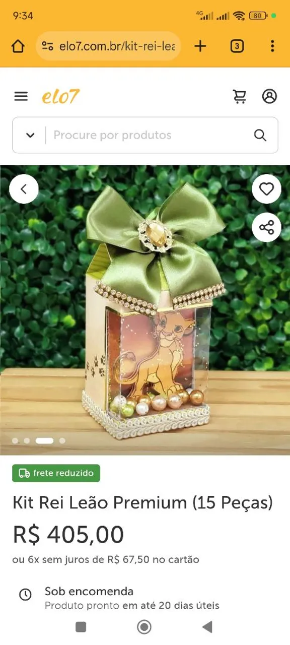 Kit Rei Leão Premium caixa Vitrine Milk luxo