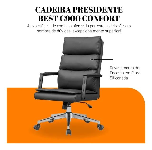 Cadeira Confort De Escritório Giratória C900 Preta Best - Foto 5