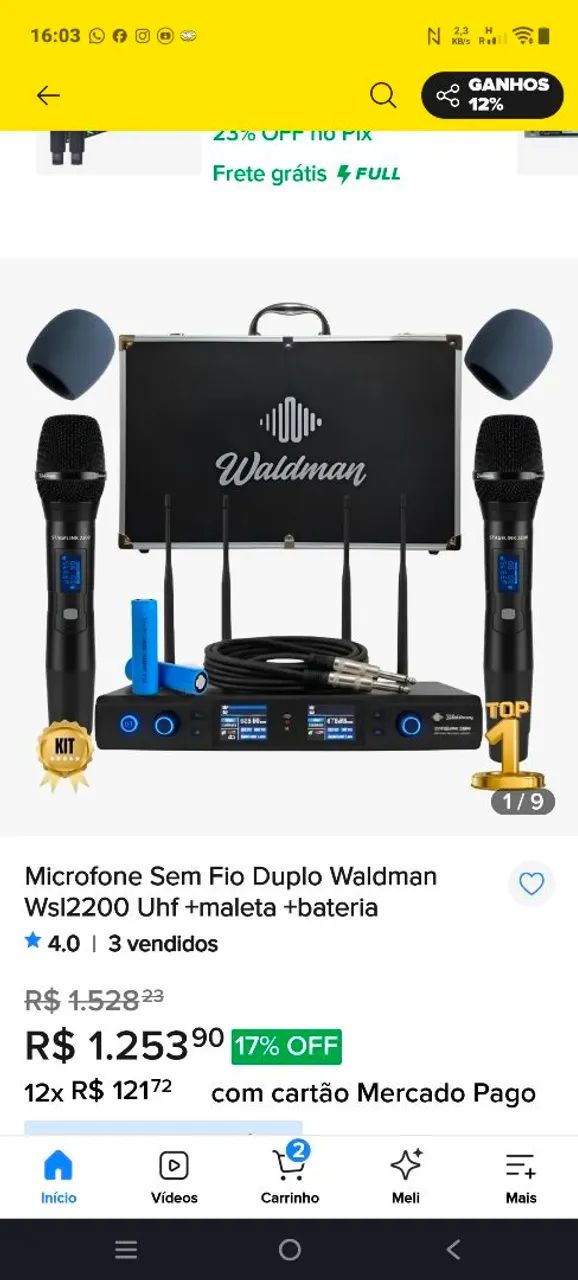 Microfone se fio duplo waldman