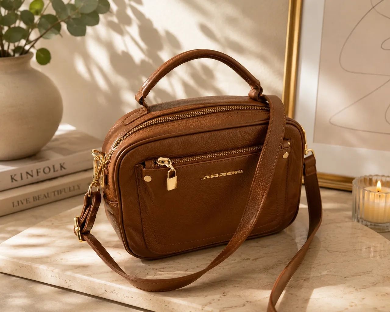 Bolsa de Couro Estilo Baú  - Foto 2