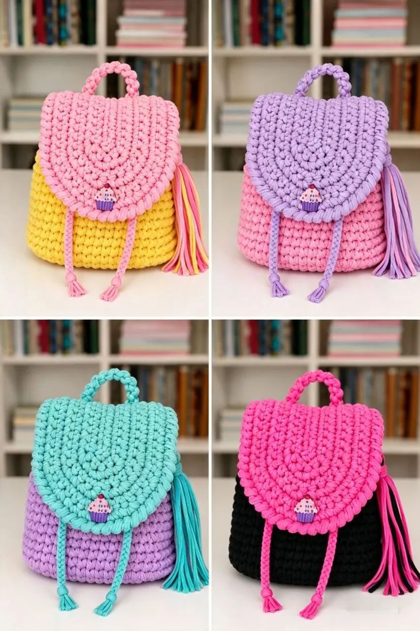 Mochila Liz em crochê infantil 