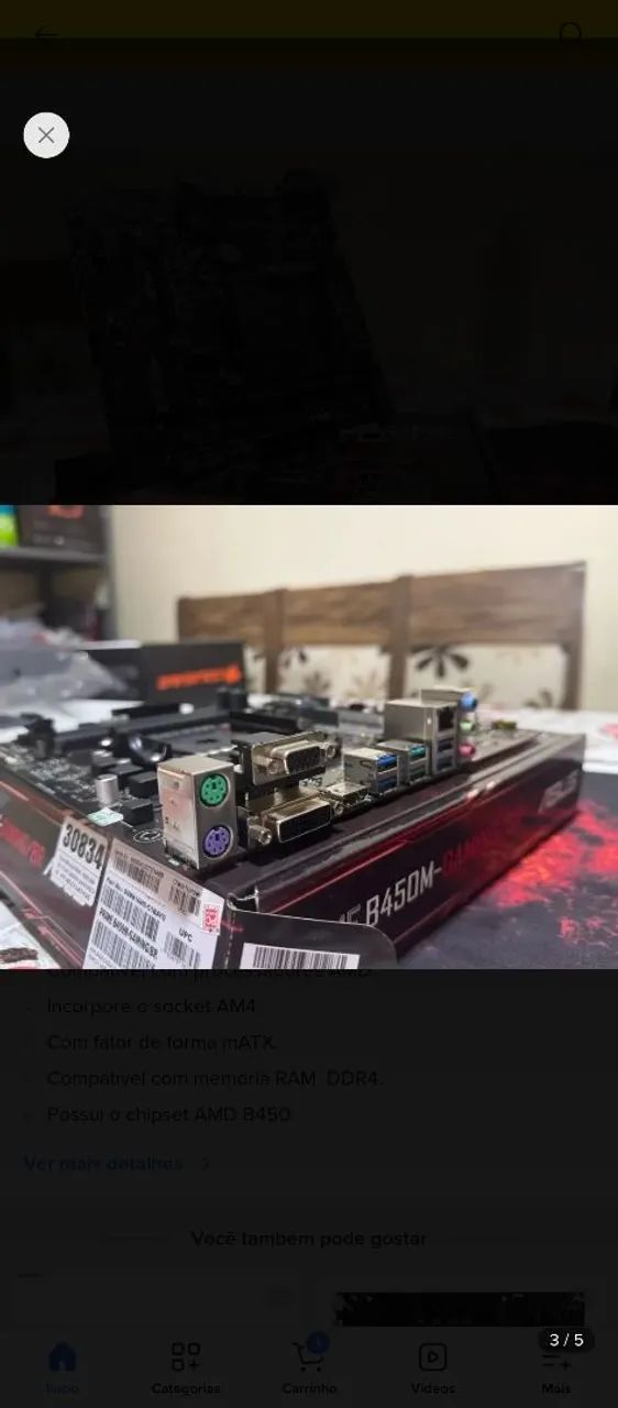 Placa-mãe Asus Prime B450m Gaming/br com Ryzen 5 2600 - Foto 3