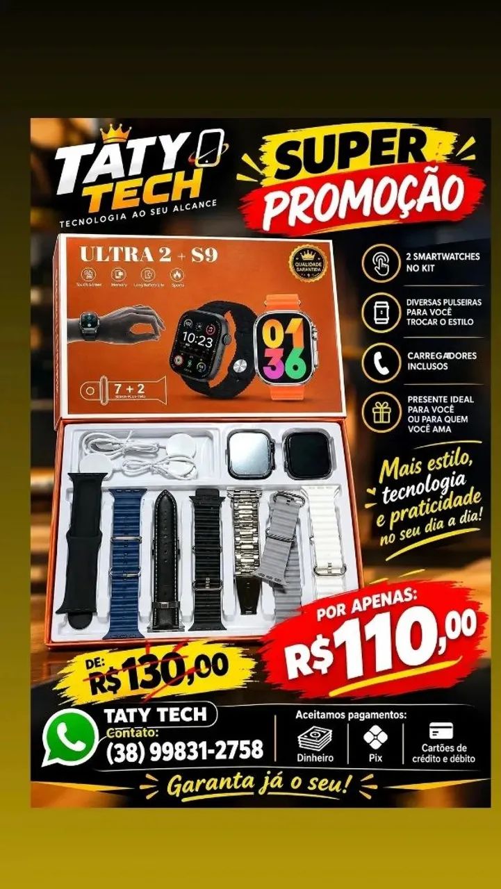 Kit contendo 2 relógios com 7 pulseiras 