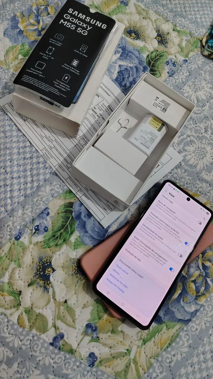 Galaxy M55 5G com 256gb Com nota fiscal e acessórios originais 
