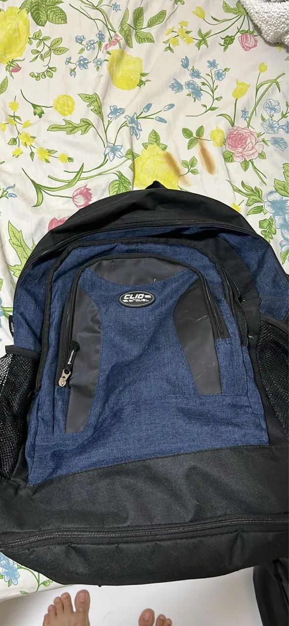 Mochila Clio Travel Reforçada (Azul/Preta) - Espaçosa e Resistente