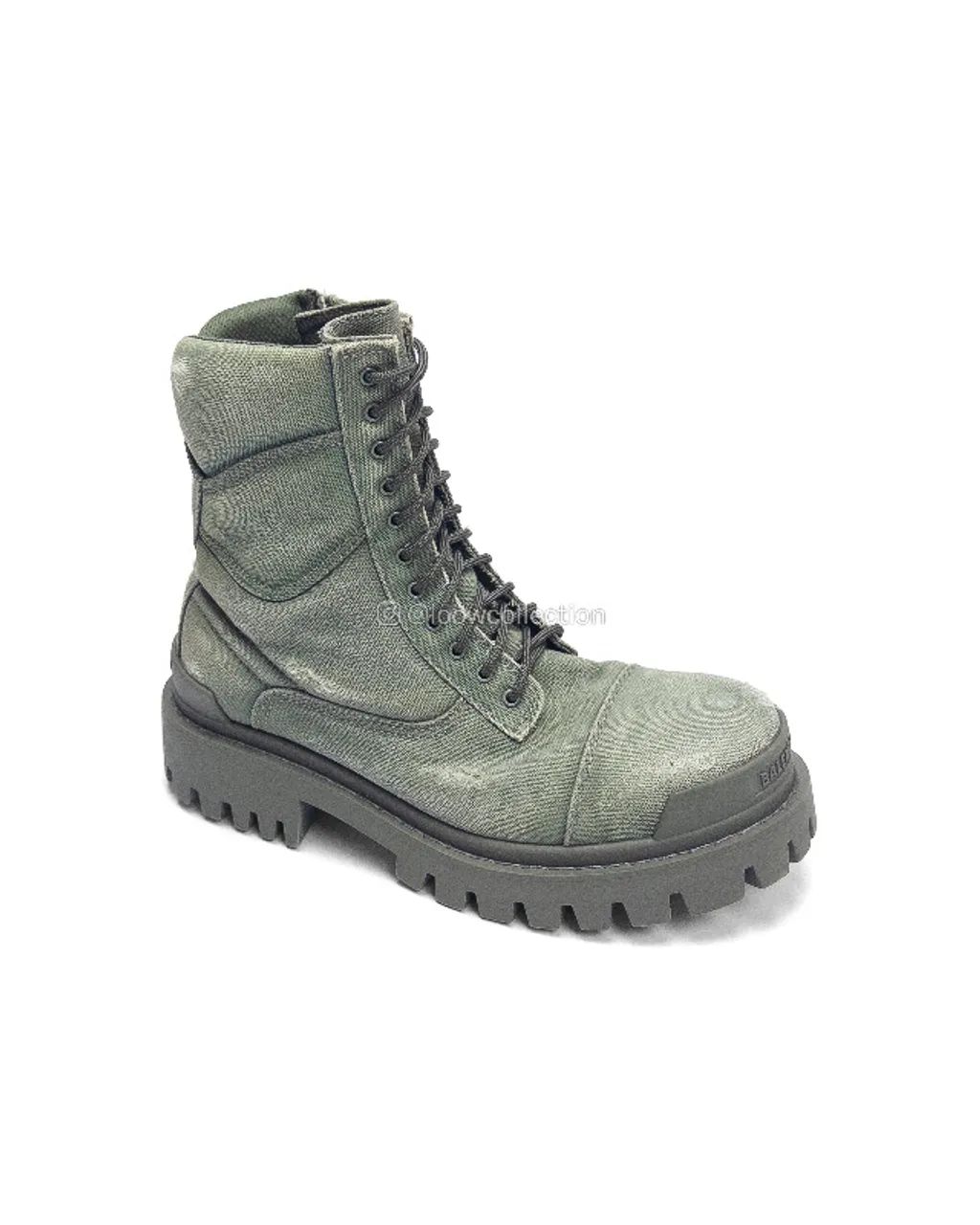 bota combat balenciaga strike canvas em verde 