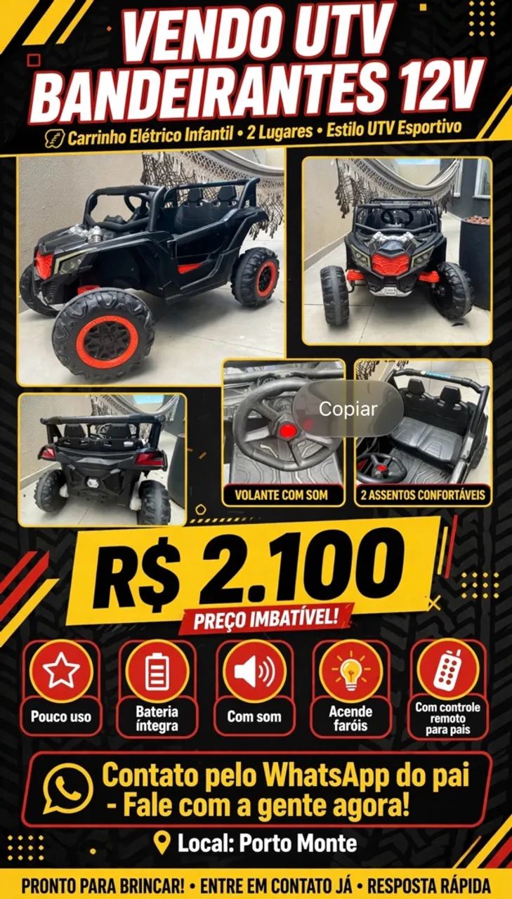 UTV ELÉTRICO BANDEIRANTES 12V