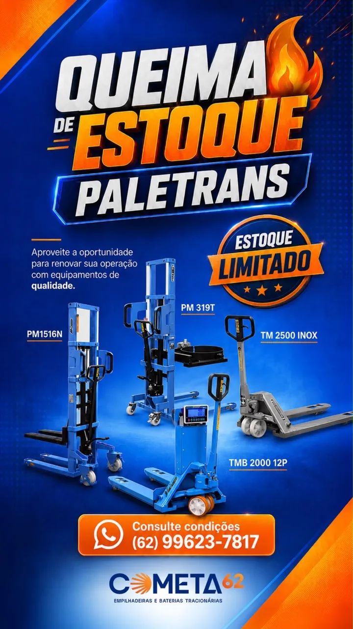 Empilhadeiras manuais queima de estoque 