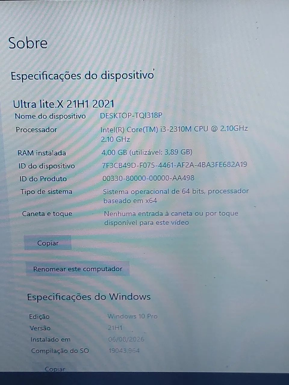 Notebook hp i3 / hd 500/ Wind 10 [ bateria off] so venda<br> - Foto 4