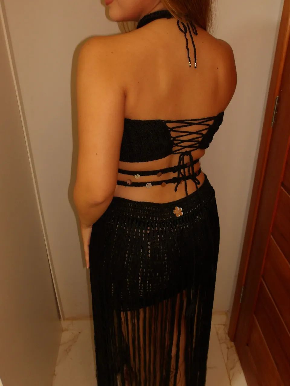 Vestido em crochê com franjas - Foto 3