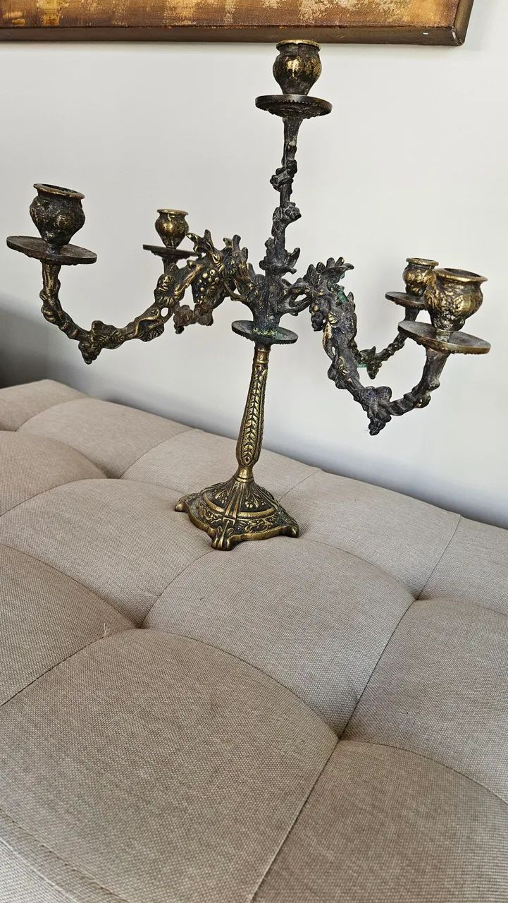 Candelabro de Bronze raro antiguidade  - Foto 5
