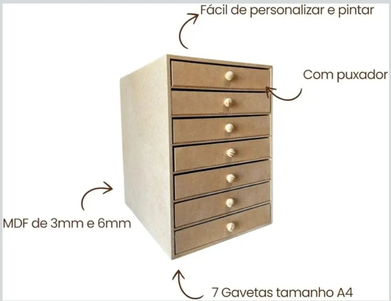 MDF Desk Drawer Unit with 7 Drawers, Office Organizer for A4 Documents