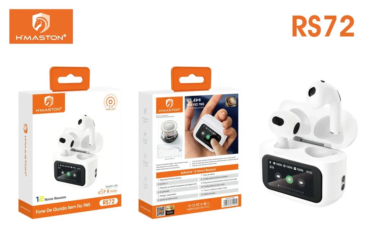     Fone Bluetooth RS72 Touch Screen Bateria Longa Duração - Foto 2