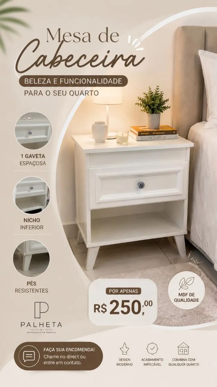 Mesa de cabeceira MDF