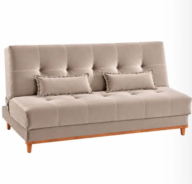 Sofá-Cama Confort Versátil 1,88 m Veludo Bege - Foto 2
