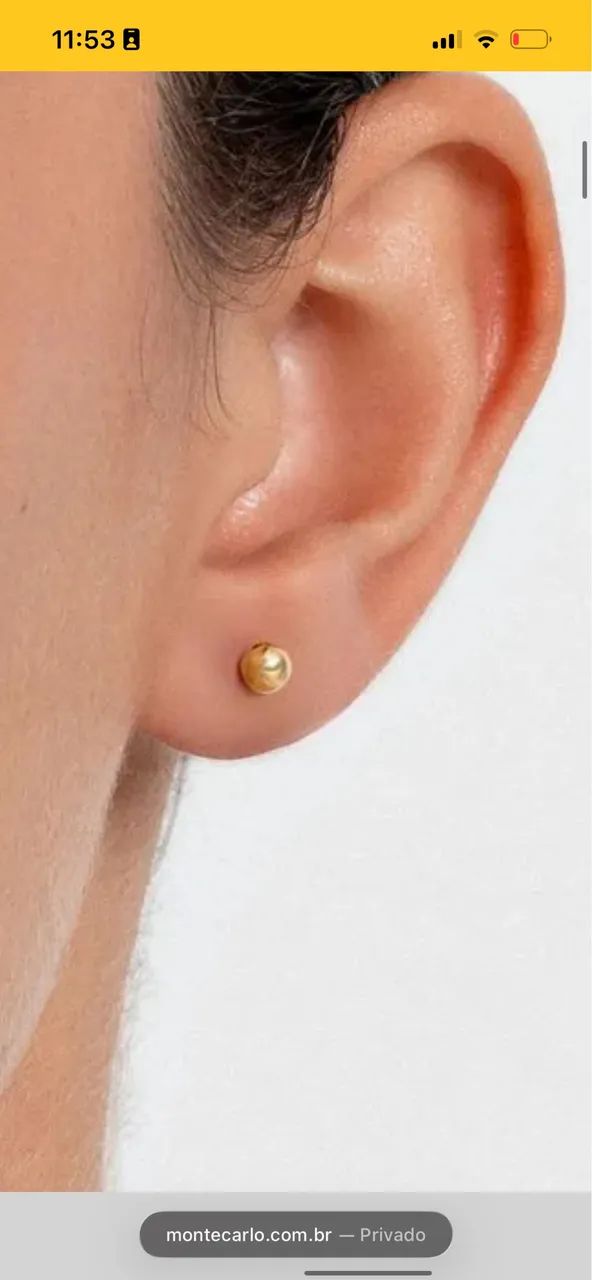 BRINCO ESFERA OURO AMARELO 18K
